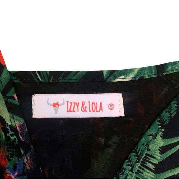 Black Dark Floral Print Wrap Long Maxi Dress Small Sleeveless Beach Tropical - Picture 6 of 15